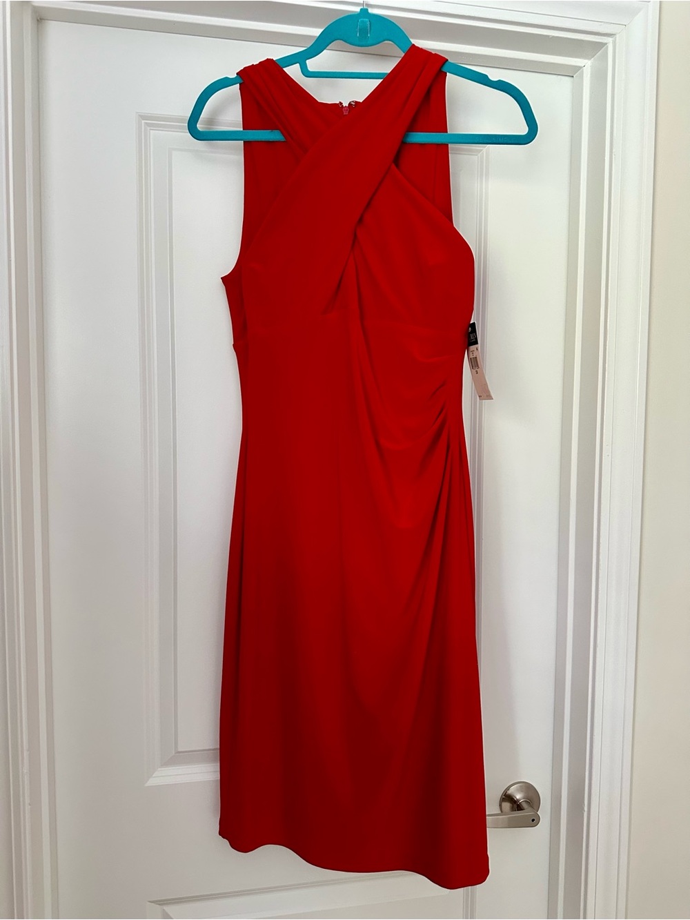 Ralph Lauren Red Sleeveless Cross-Back Midi Dress